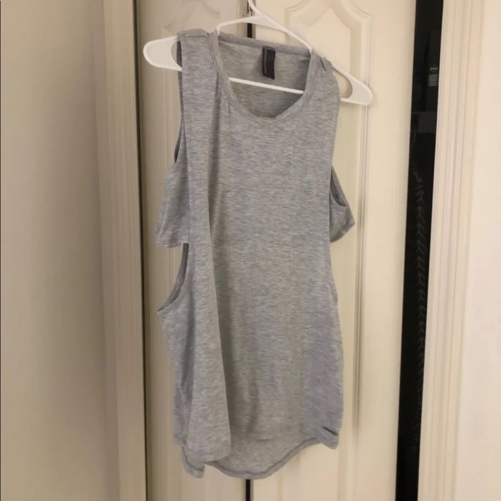 Grey cutout workout top